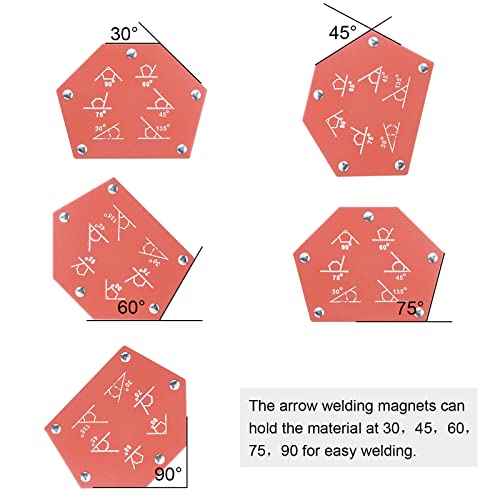 HARFINGTON 2pcs Arrow Welding Magnet Holder, 55LBS 30£¬45£¬60£¬75£¬90 Degree Multi?Angle Six Sides Magnetic Metal Clamps Working Tools for Welding, Soldering, Assembling