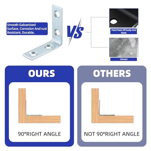 Zinc-Plated 1.5-Inch L Brackets - 40 Pack Metal Corner Reinforcement Braces
