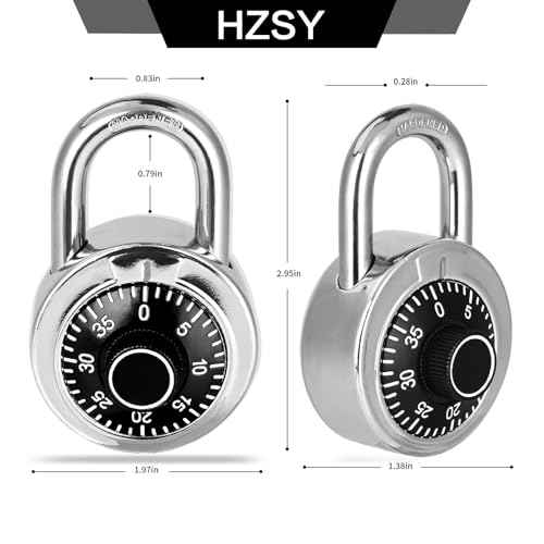 Combination Padlock 1 Pack, Fixed Dial Combination Padlock with Different Combinations, 2 in. Wide. Black Turntable, Lock for Gym & Locker, School, Toolbox, and More