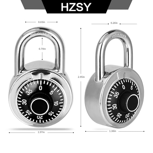 HZSY 1 Pack Black Combination Padlock with Preset 3-Digit Code, 2-Inch Body