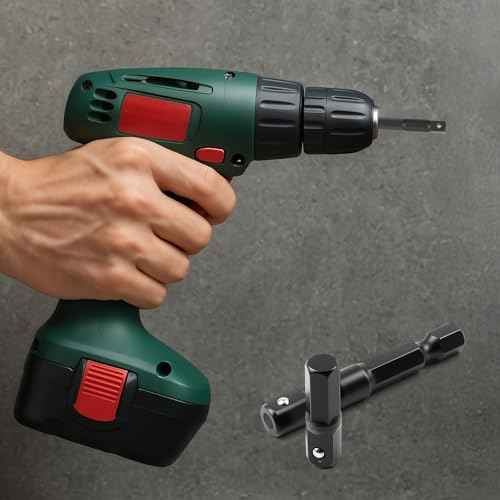 10 Pcs 1/4 Hex to 1/4 Socket Adapter, Hex Drill to Square Socket Bit Adapter, Impact Adapter Power Tool Replacement Part Suitable for Driver Socket Driver Electric And Pneumatic Drill