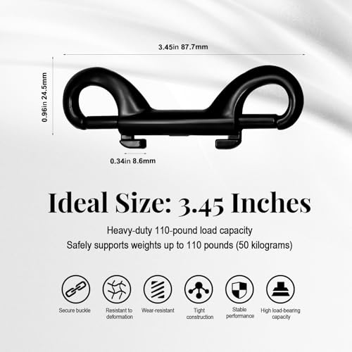 Heavy Duty Zinc Alloy Snap Hooks - 3.5 Inch, 110lb Load, Pack of 4
