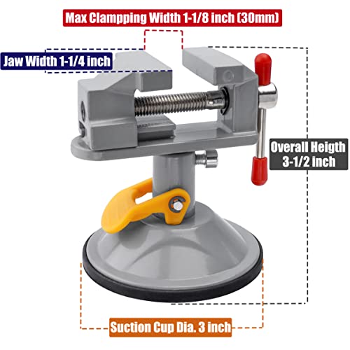 Yakamoz Mini Bench Vise 360 Degree Suction Vise Small Table Vice Clamp Workbench Vise for Jewelry Making DIY Wood Craft Carving Breads Drilling Bed Tool