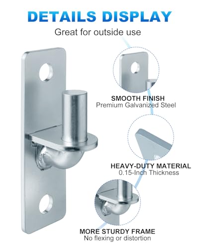 2 Pack Heavy Duty Wall Mount Gate Hinges with 5/8" Pin and Screws - Rust-Resistant Steel