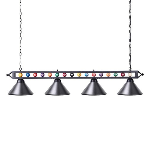 Wellmet 4 Lights Pool Table Light, 70inch Billiard Lighting Fixture with Lamp Shades for Pool Billiard Table, Industrial Hanging Pendant Light Chandelier for Game Room, Kitchen, Dining Room