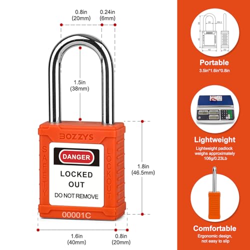 Lockout Tagout Locks 6 Pack£üOSHA Orange Loto Locks Keyed Alike£ü6 Same Keys/Set for Industrial Machinery & Electrical Panels£üChrome Steel & Laser Coding