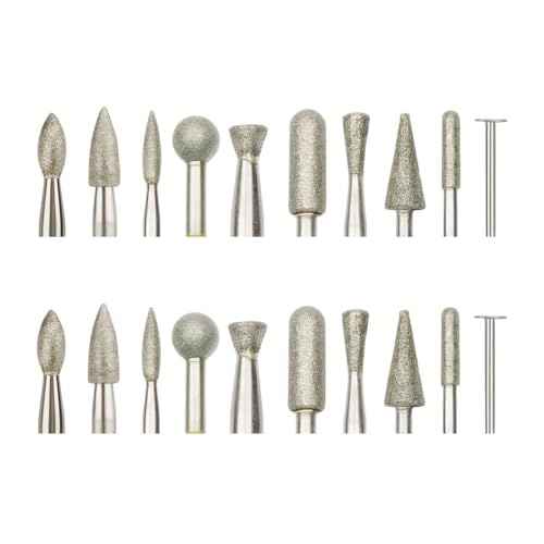 120-Grit Diamond Grinder Bit Compatible with Dremel Tools, Including 20 Pieces of 1/8-inch Drill bits for Carving and polishing on Stone, Glass, Ceramics, Resin, and Metal (Silver)
