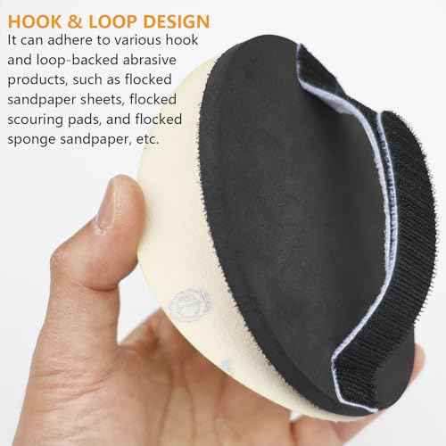 5" Hook and Loop Pad for Hook & Loop Grip Abrasive Discs, Round Multi-Use Hand Sanding Pad, Hand Sanding Holder, Sandpaper Pads