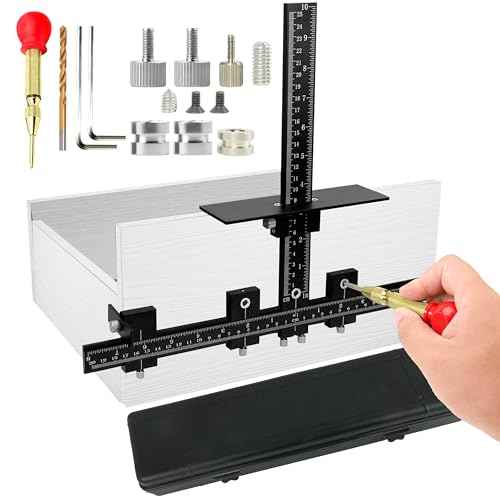 Cabinet Hardware Jig, Adjustable Cabinet Handle Jig Tool, Aluminum Alloy Cabinet Door Jig for Handles and Pulls, Cabinet Hardware Template Tool for Installation of Door, Drawer, Knobs