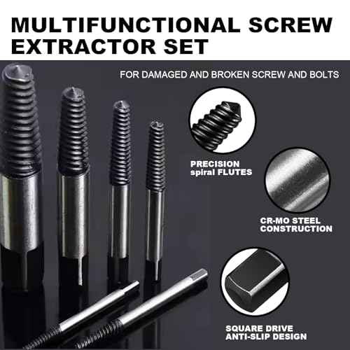 Greywolf 6 pcs screw extractor set, made of 35# Cr-Mo, bolt extractor, spiral groove bolt remover set, can easily remove broken screws, dropped screws, studs
