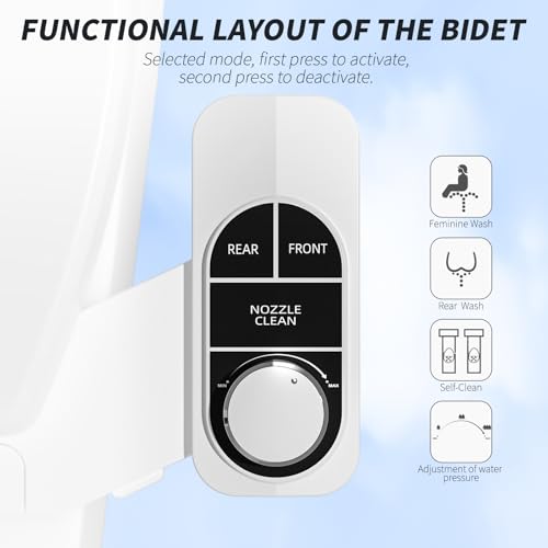 SAMODRA Non-Electric Bidet Attachment for Toilet - Self-Cleaning Dual Nozzle, Adjustable Pressure, Fits Most Toilets, Classic Black/Silver