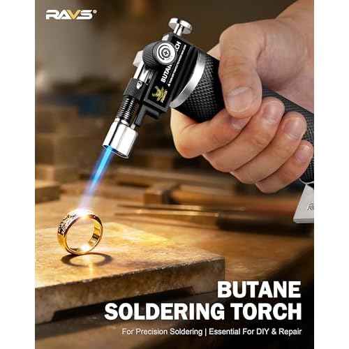 RAVS Butane Torch Lighter, DUAL Flame Mode Kitchen Torch, Refillable Cooking Torch Gun, Creme Brulee Torch Lighter, Blow Torch for Cooking, Welding, Mini Torch Soldering Torch, Butane is Not Included