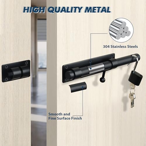 Alise 10 Inch Heavy Duty Black Barrel Bolt Latch - Single