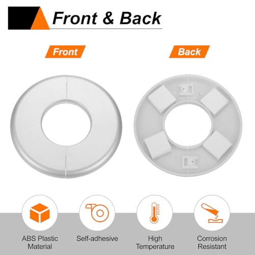 HARFINGTON 2pcs Wall Split Flange Cover Plate 17mm Silver Self-Adhesive ABS Plastic