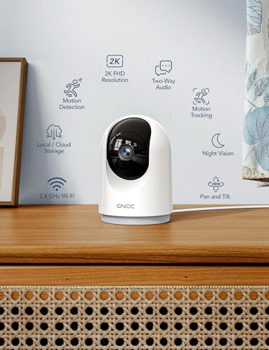 GNCC 2K Night Vision Indoor Security Camera 4-Pack with Phone App & Pan/Tilt