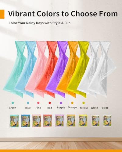Hitituto Clear Rain Ponchos for Adults - Extra Long Hooded Emergency Pack 6pcs