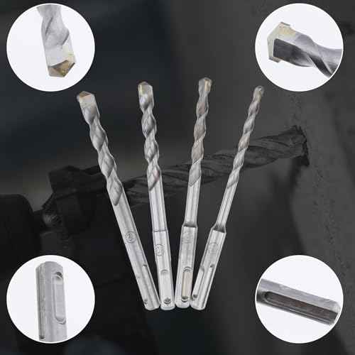 Rotary Hammer Bit Set Concrete Drill Bit for Concrete, Cement, Stone, Brick, Masonry Wall 6+8+10+12mm - 4pcs