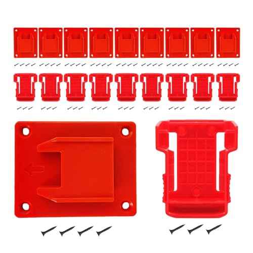20Pcs Wall Mount Tool Holders and Battery Holder for Milwaukee M18 18V - Heavy Duty Storage Shelf Organizer with Screws, Fits Drill, Saw, Workshop Garage