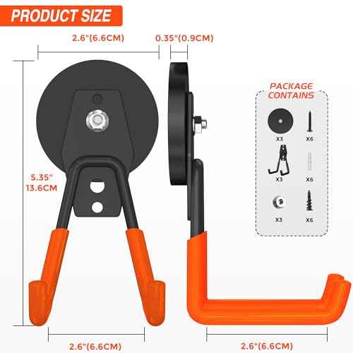 3Pcs Large Magnetic Hooks Heavy Duty for Garage, Magnet Hooks for Hanging Heavy Duty, Strong Magnet Storage Hooks for Hanging Garage Tools& Garden Tools