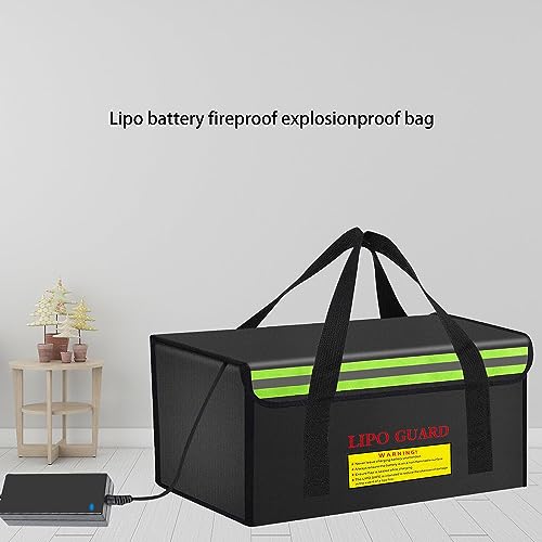 450 * 250 * 250mm Ebike Battery Safe Bag Fireproof Charging Lipo Bag Large Capatity for Lipo Battery Pack Storage Charging Transport, Home Office Travel Fireproof Safe Storage Pouch