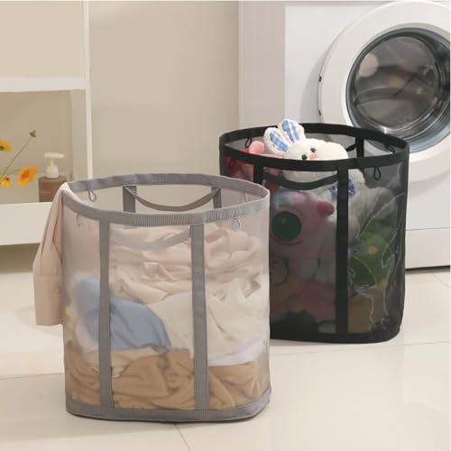 HGZBS Collapsible Laundry Basket with Handles Grey, 1, Standard