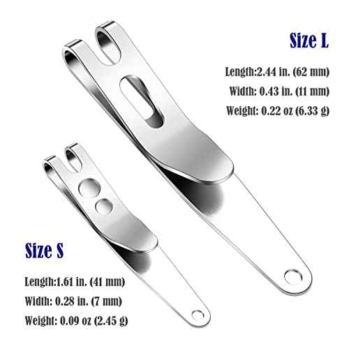 UltraTac Deep Carry Pocket Clip - Heavy Duty Stainless Steel Multi-Purpose Belt Clip for EDC Gear, Swiss Army Knives, Keys | Secure Suspension Pocket Hook for Tactical Equipment (2 Pack)