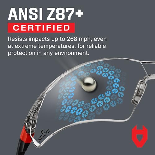 NoCry Clear Safety Glasses for Men and Women with Anti-Fog and Scratch Resistant Wrap Around Lenses, Adjustable Temples and Nose Pads ? ANSI Z87 Certified Protective Eyewear with 100% UV Shielding
