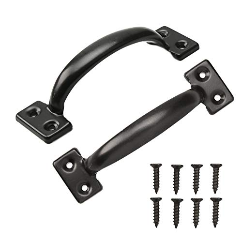 TamBee 2 Pack 6-1/2 Inch Black Metal Door Handles for Cabinets & Furniture