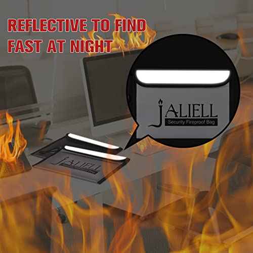 2 Pack Fireproof Money Bag (9.5x6.5''), Non-itchy Waterproof Fireproof Bag with Zipper, Small Fire Proof Money Bag for Cash, Valuables, Passport, Currency & Keys (Black & Grey)