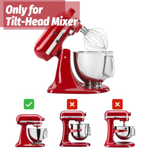 OUOLife 6-Wire Dishwasher Safe Whisk Attachment for KitchenAid 4.5-5 Qt Tilt-Head Mixers