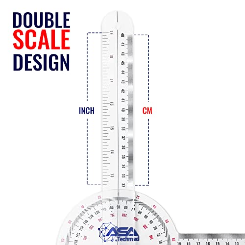 ASA TECHMED Goniometer Set 4 Pieces 12", 8", 6" Body Measuring Tape -