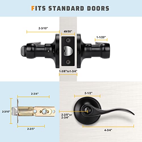 KNOBWELL 10 Pack Black Privacy Door Levers Interior Door Knobs Reversible