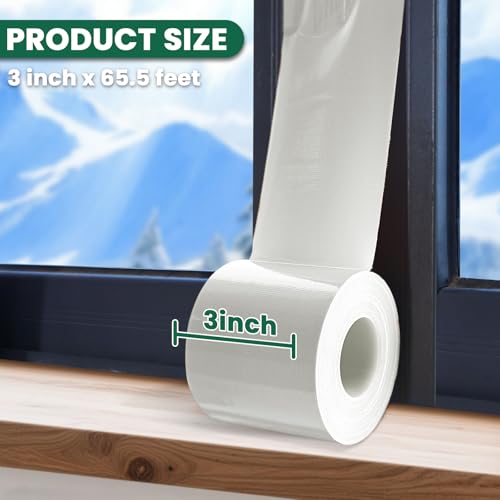 White Window Sealing Tape 3 Inch x 65.5 Ft Insulation & Weatherproof for Windows