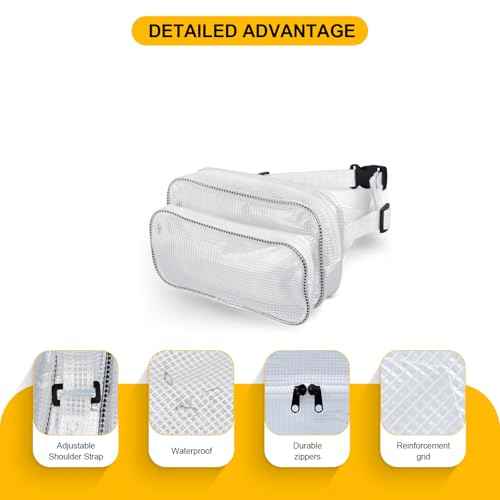 10.6 Inch Fanny Pack Tool Bag -Transparent & Anti-static Cleanroom Waist Pack Belt Bag for Work and Travel