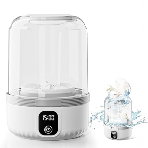 White Portable Mini Underwear Washing Machine 1.5L Rechargeable for Travel & Home