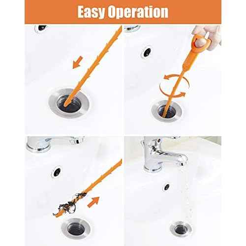 Hair Drain Clog Remover Tool ? 6 ¡¿ 25-Inch Sink Snake + 1 ¡¿ 24-Inch Drain Cleaner Tool, Plumbing Snake for Shower, Toilet, Kitchen Sink & Tub ? 7-Piece Hair Removal Tool Set
