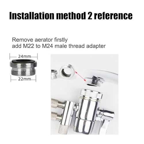 Weirun Kitchen & Bathroom Sink Faucet Water Filter Diverter Valve 1/4" Tubing Adapter M22 x M24 Chrome