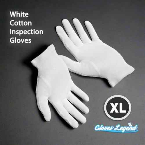 100% Cotton White Gloves For Work Safety Jewelry Coin Silver Inspection For Men and Women