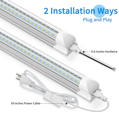 6FT 60W LED Shop Lights Linkable V-Shape 8000LM Cool White 6000K - 4 Pack