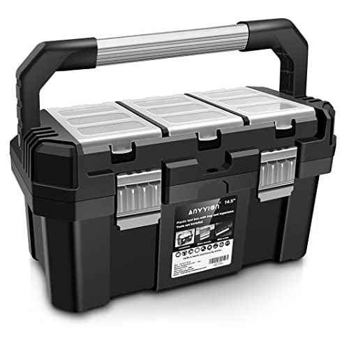 Anyyion 13 inch Small Tool Box with Removable Tray, Truly Strong and Durable For Hobby or Craft Storage Toolbox, (Internal Size:12.9"Lx6.1"Wx5.9"H)