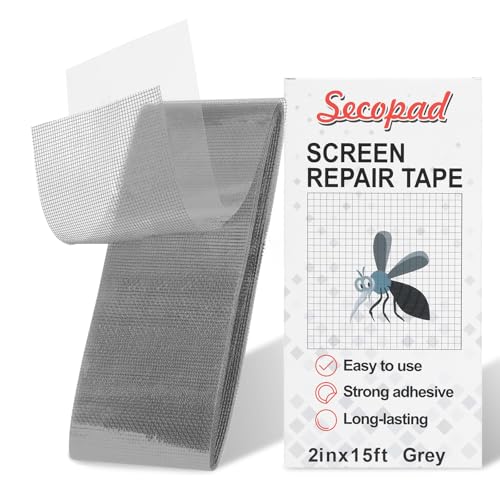 Secopad 2 Inch x 15 Feet Grey Screen Repair Tape Kit - Fast & Durable Mesh Patch