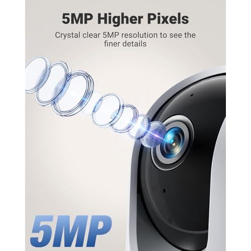 MUBVIEW 5MP Plug-in Indoor Security Camera no Subscription, 5/2.4G WiFi Pet Cam Indoor with Phone App, Dog Camera with Speaker, Night Vision, Motion Detection, Auto Tracking, Cat/Elder/Baby Monitor