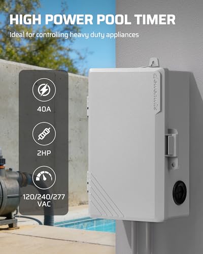 DEWENWILS Gray Digital Pool Pump Timer 2HP 40A 120-277VAC 7-Day Programmable Switch