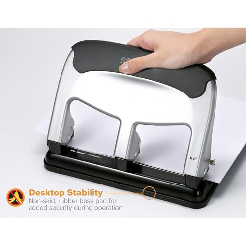 Bostitch Heavy Duty EZ Squeeze 3-Hole Punch - 40 Sheet Capacity, Silver