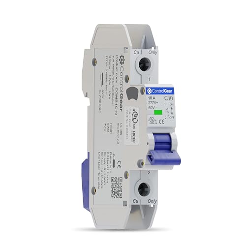 ControlGear 1-Pole C Curve Miniature Circuit Breaker 10A UL-489 Listed