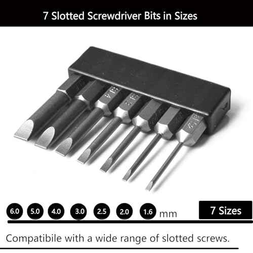 7 Pieces Slotted Bit Set 1.6-6.0mm Flat Head Screwdriver Bits 1/4 Inch Hex Shank 2" Long