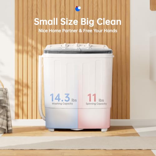 Bonusall Grey Portable Washing Machine 18LBS Compact Mini Laundry Washer with Handle