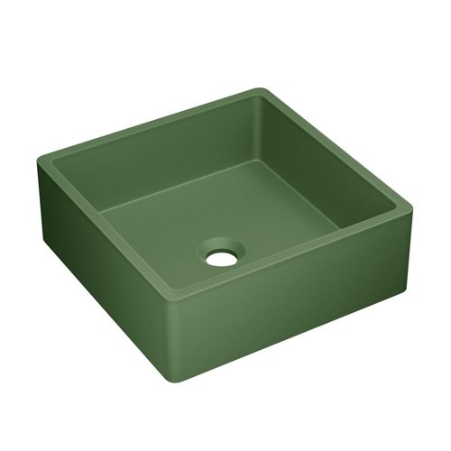 Swiss Madison Lisse 15.5" Concrete Square Vessel Sink in Matte Royal Green
