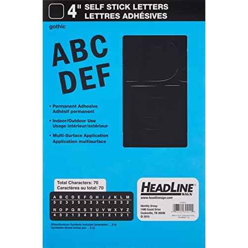Headline Sign 32411 Stick-On Vinyl Letters, Black, 4-Inch, Made in USA