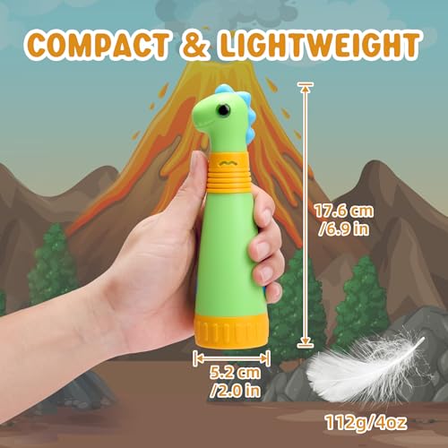 Rechargeable Dinosaur Flashlight with Roar for Kids, Kids Flashlight Camping Gear Handheld Flashlight for Kids, Halloween Christmas Lights for Boys Girls, Dino Kid Lantern